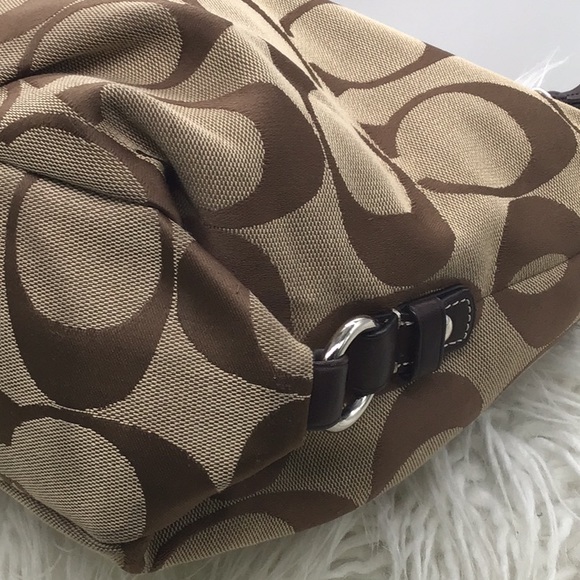 Coach Brown Signature Print Slouch Shoulder/Crossbody Bag - Picture 6 of 11